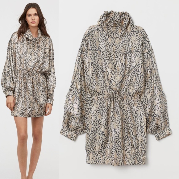 H&M Conscious Exclusive Premium Short Silk-Blend Dress XS - Picture 1 of 3